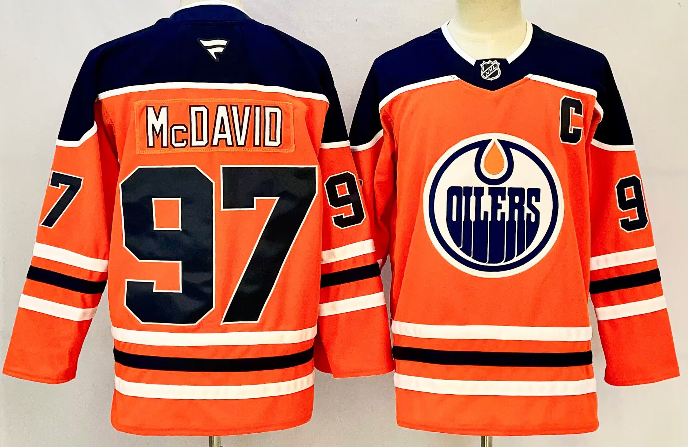 Men Edmonton Oilers #97 Mcdavid Orange 2025 Home Premier Player NHL Jersey